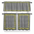 thumbnail image 2 of Kitchen Window Curtains Valance and Tier Set, Rustic Lemon Fruit Green Leaves Rod Pocket Tier Curtain Valance Set, Classic Black White Checker Light Filtering Cafe Curtains for Bedroom Living Room, 2 of 9