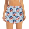 thumbnail image 4 of Lsque Donut with the USA Fag Printed Women's Running Shorts with Liner Pockets,Elastic Quick Dry Workout Athletic Gym Yoga Shorts,Womens High Waist Shorts-Small, 4 of 9