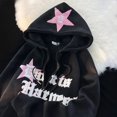 thumbnail image 3 of Chaqueta holgada con capucha punk de polar con bordado de estrella de cinco puntas estilo hip-hop retro americano Y2k 2023 para hombres y mujeres, ropa de calle, 3 of 5