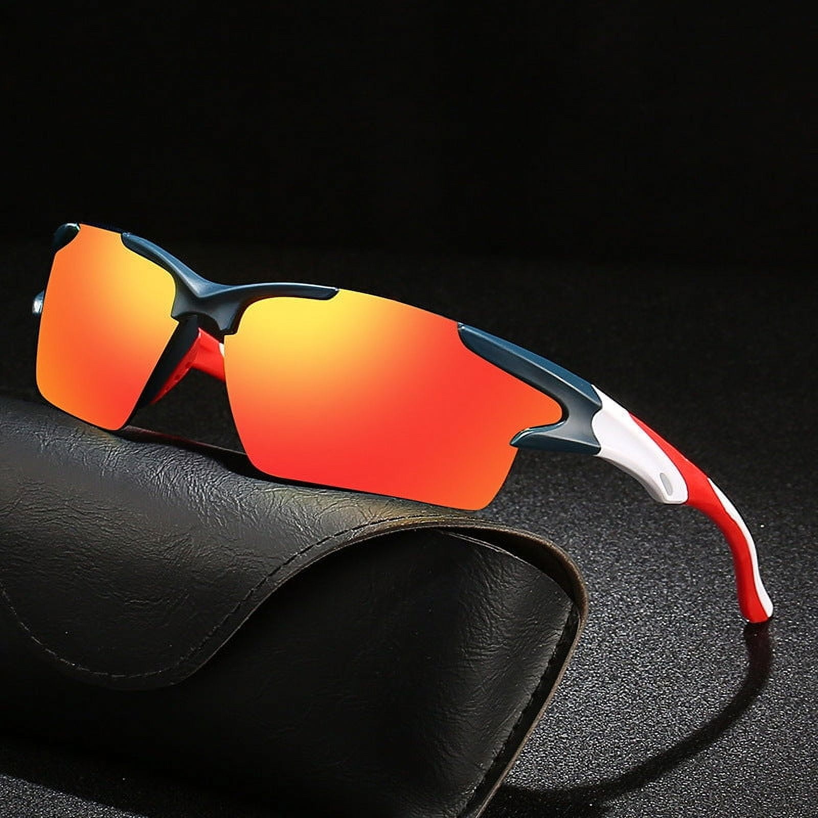 Mens Sports Sunglasses Polarized UV400 Protection Driving Fishing TR90 Frame PC Lens Strong For Big Face