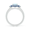 thumbnail image 2 of ANGARA Natural Square Aquamarine Two Tone Ring with Ornate Double Halo in 14K White Gold for Women (Size-5mm) | March Birthstone, Anniversary, Jewelry Gift for Women | Natural Aquamarine Ring, 2 of 9