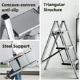 thumbnail image 5 of 3 Step Ladder, Lightweight Portable 3 Step Stool with Anti-Slip Wide Pedal,330lbs Capacity Aluminum Ladder for Household,Office,Library(Silver), 5 of 16