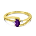 thumbnail image 6 of 14k Yellow Gold Oval Amethyst And Diamond Wave Ring, 6 of 6