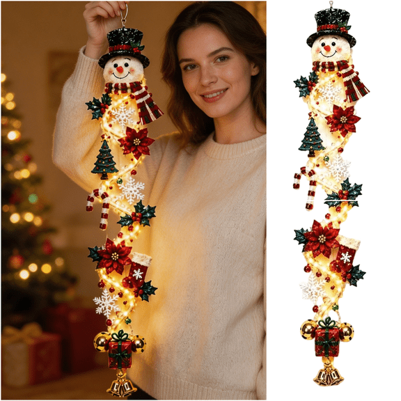 47.24Inch Christmas Wall Hanging Light Decoration Snowman With Black Hat Glowing Christmas Door Hanger Festive Hanging Ornament For Wall Fireplace And Entryway