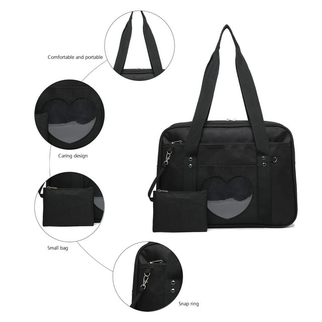 Fiudx Bolsa de Mano con Forma de Corazón, Diseño de Cartera de Anime, Ventana de Pvc Transparente con Forma de Corazón, Correa de Hombro Ajustable, Multifuncional para La Escuela, Cosplay, Compras, V