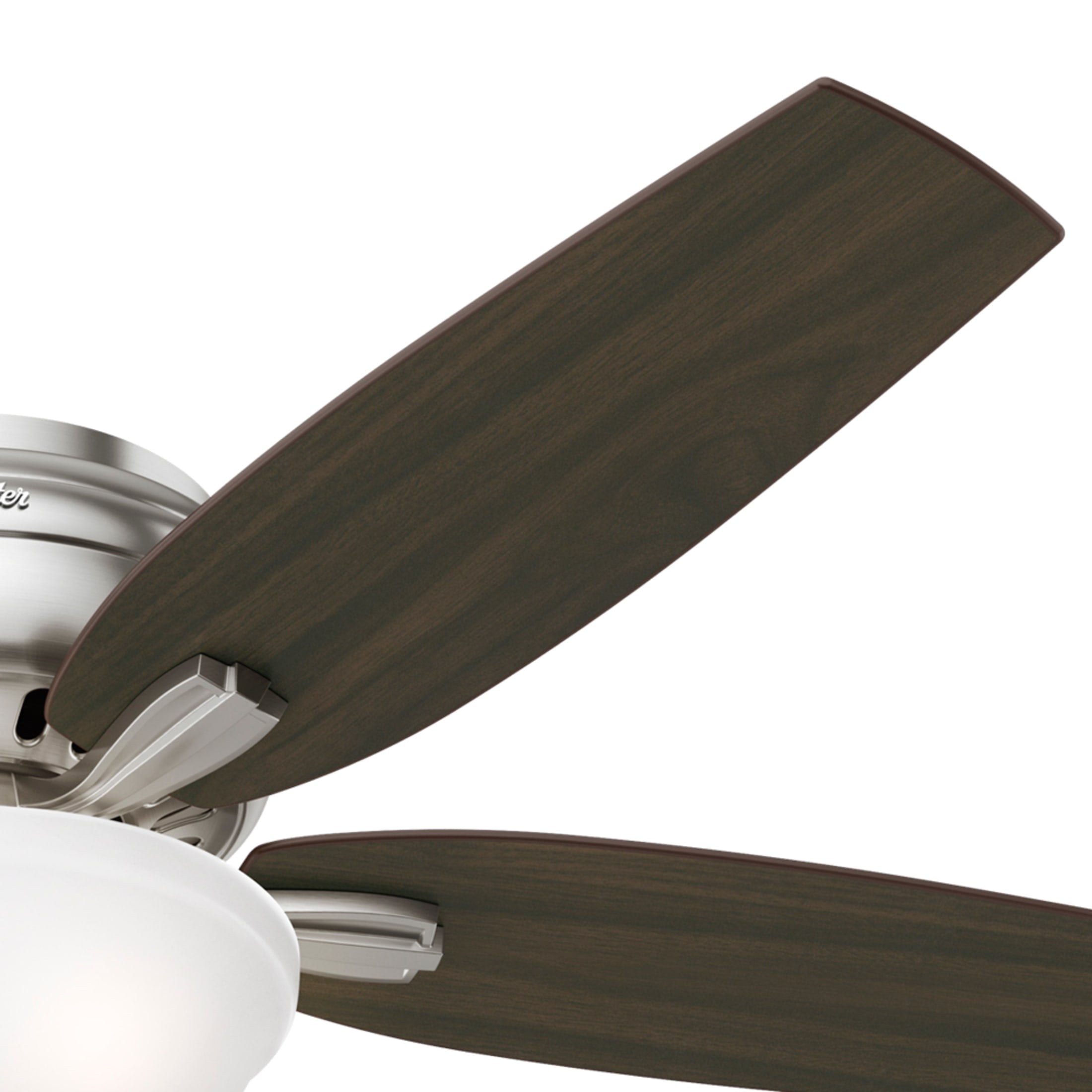 Hunter 52 inch Indoor Ceiling Fan with LED Light - Ceiling Fan with Pull Chain, For Bedroom or Living Room, Low Profile Mount, No Remote, 5 Blades, Includes Bulbs- Newsome 53315, Brushed Nickel
