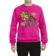 thumbnail image 2 of Wild Bobby Worship While You Wait Sunflower Pink and Yellow Inspirational/Christian Unisex Crewneck Sweatshirt, Fuschia, X-Large, 2 of 6