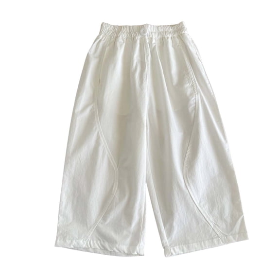 BOOMNY Girl's Casual Pants Wide Leg Pants for Kids Trendy Elastic Waist Solid Cozy Dailywear Trousers