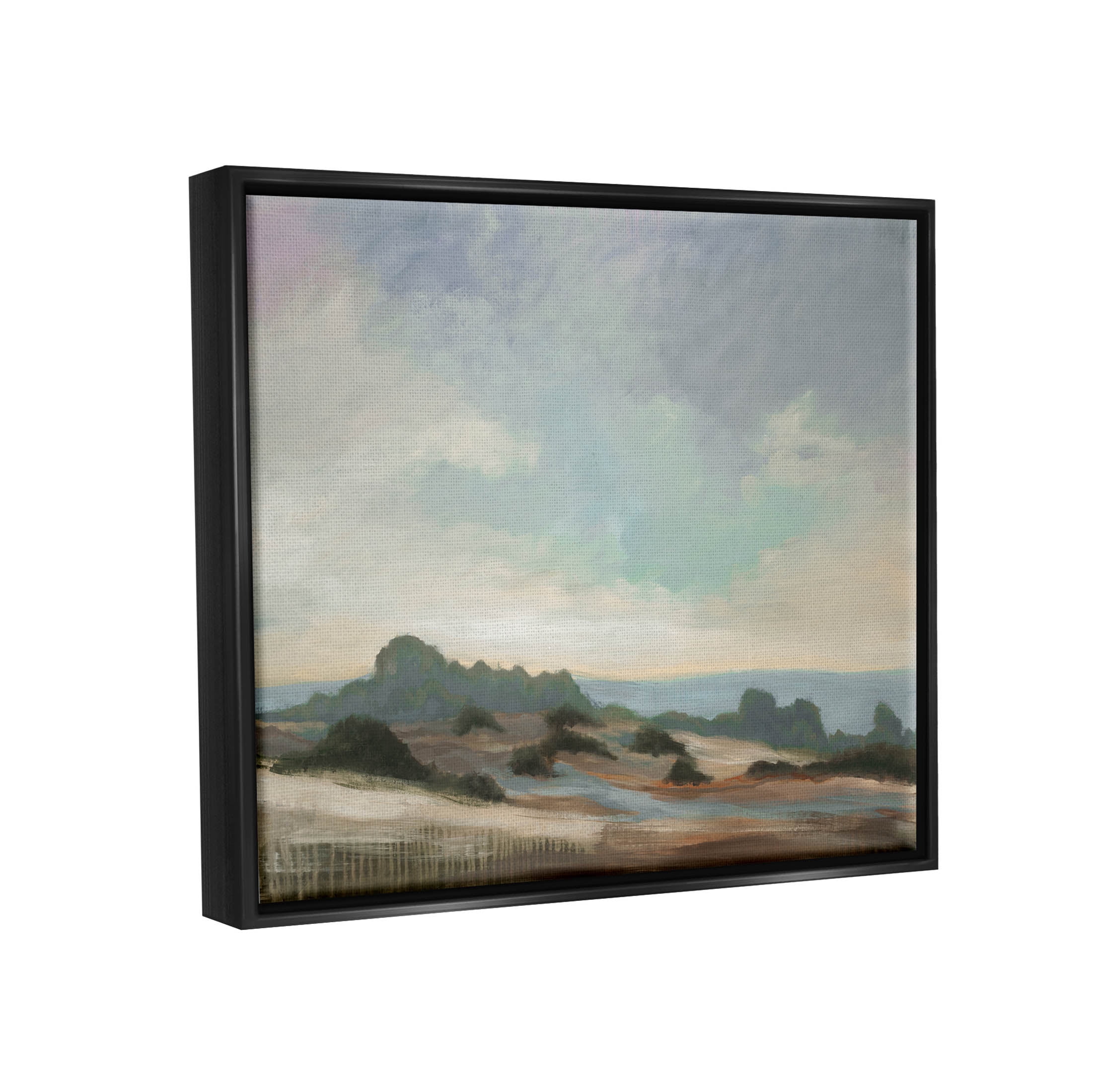 Stupell Industries Distant Ocean Landscape Scenery Painting Jet Black Floating Framed Canvas Print Wall Art, Design by Liz Jardine