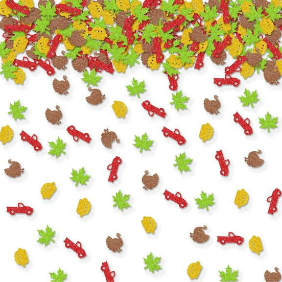 100pcs Thanksgiving Confetti, Turkey Maple Leaves Table Confetti, Thanksgiving Day Party Paper Scatters, Fall Party/Baby Shower Party Table Decoration