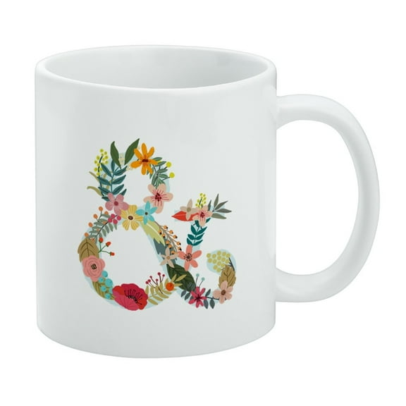 Ampersand & Floral White Mug
