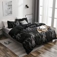 thumbnail image 2 of Juego de funda de edredón y funda de almohada de mármol suave, 2 uds., tamaño US-Twin, 168x229cm (negro), 2 of 8