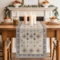 thumbnail image 2 of Table Runner 120 Inches Long for Kitchen Dining, Boho Geometric Dresser Scarf Farmhouse, Dining Table Decorations for Wedding/Parties, Retro Rustic Chic Ethnic Abstract Patterned 13 x 120 In, 2 of 8