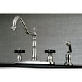 thumbnail image 2 of Kingston KB1758PKXBS Duchess Two-Handle 4-Hole 8" Centerset Kitchen Faucet with Brass Sprayer in Brushed Nickel, 2 of 7