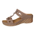 thumbnail image 6 of Rokment Orthopedic Wedge Dress Sandals for Women Trendy Casual Hollow out Leather Peep Toe Arch Support Platform Slip on Beach Summer Comfortable High Heels Slides Walking Shoes Brown Size 6, 6 of 7
