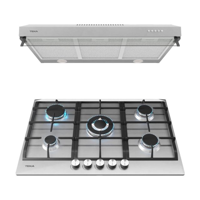Combo Campana y Parrilla Bajo Alacena / Empotrable Teka Duetto Deluxe 75 Gris