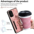 thumbnail image 6 of Phone Case for Samsung Galaxy A13 4G Wallet Cover with Tempered Glass Screen Protector and Wrist Strap Lanyard RFID Credit Card Holder Ring Stand Cell Accessories A 13 LTE 2022 13A SM-A135U Women Pink, 6 of 9