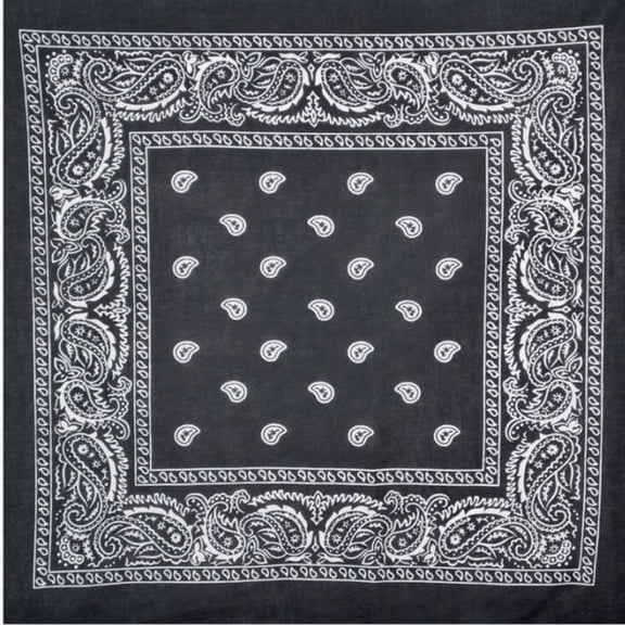 Printed Cotton Bandana - ONE SIZE FITS MOST - Black