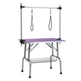 thumbnail image 4 of Imerelez 42" Folding Dog Grooming Table - Stainless Steel Frame, Rubber Mat on Board with Adjustable Arm and Clamps, Dog Cat Pet Grooming Table (Purple), 4 of 8