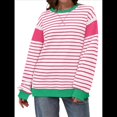 thumbnail image 1 of Sudadera Informal de Larga con Cuello Redondo y Rayas de Color Block para Mujer. Rosa Verde XXL, 1 of 5