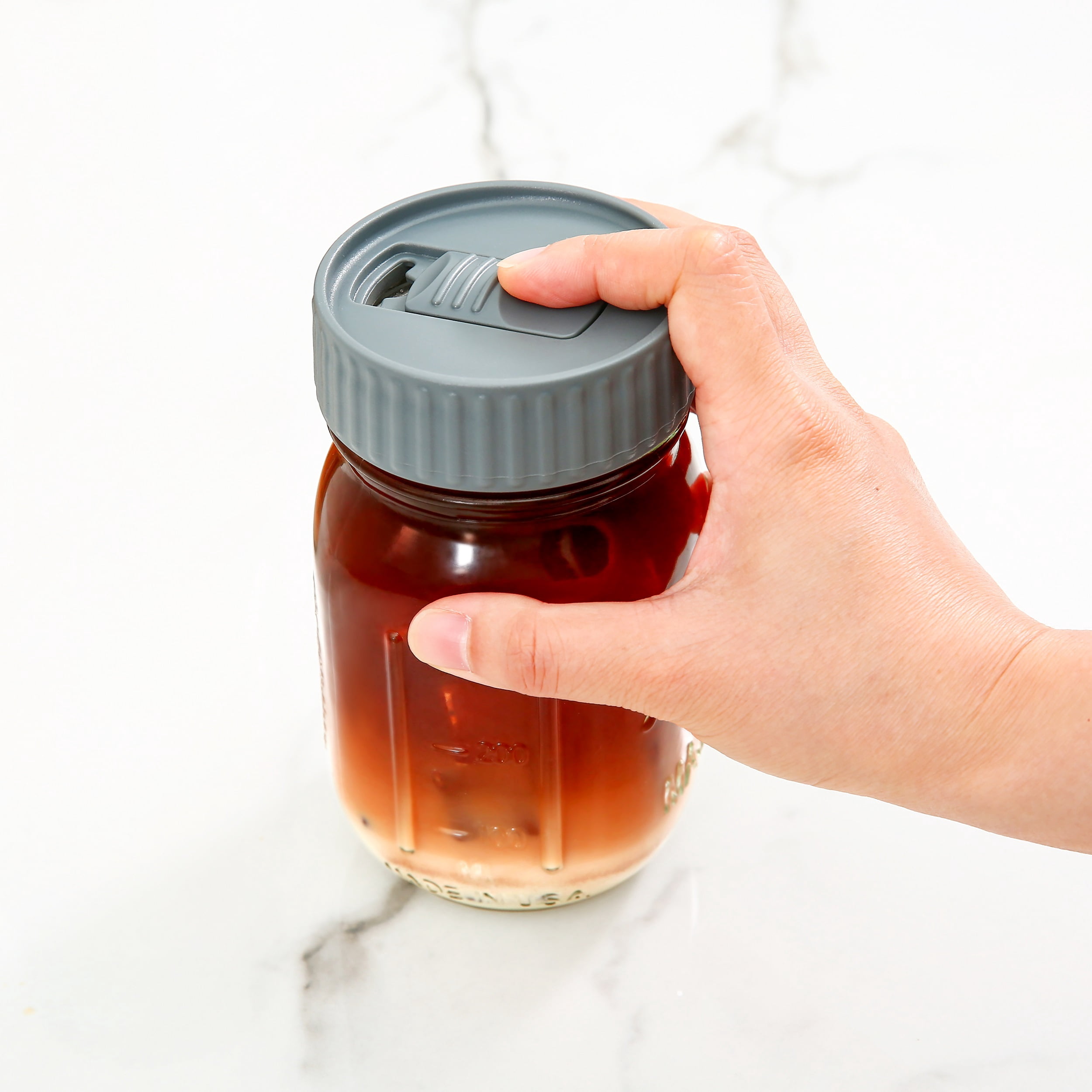 (2 pack) Mainstays BPA-Free Plastic Mason Jar Lids for Drinking – Dishwasher Safe Gray Canning Jar Lids