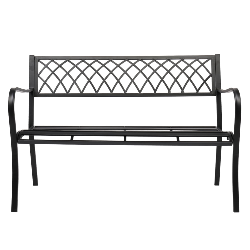 Garden Bench Backyard Parkway Porch Chair Grids Backrest Cast Iron Outdoor Furniture For Patio Walmartcom Walmartcom