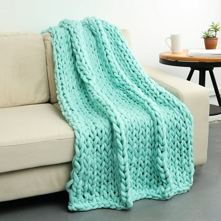 3 Colors 39x59 Warm Long Hand Chunky Knit Blanket Thick Yarn Bulky Bed Sofa Spread Throw For Home Office