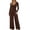 #045 Coffee, variant on Women's 2 Piece Outfits Linen Vest Waist-coat Dressy linen sets for women 2 piece Casual Sets Wide Leg Pants Suits (Beige,L)