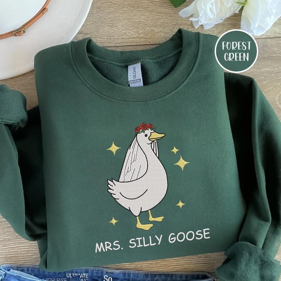 Embroidery Design File: Mrs. Silly Goose Bride Embroidery, Married Couple Matching, Bride To Be Funny Goose Lover,Wedding Gift, Gift Couple.