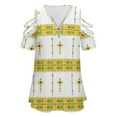 thumbnail image 4 of Ethiopian Habesha Tibeb Telet Womens Summer V Neck Zipper Top Short Sleeve T Shirt Off Shoulder Top Casual Classy Loose Shirts, 4 of 7