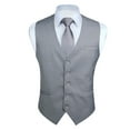 thumbnail image 6 of Men's V-Neck Suit Vests Formal Business Dress Vest Wedding Tuxedo Light Grey Slim Fit Waistcoat 3XL, 6 of 6