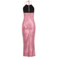thumbnail image 4 of HKEJIAOI Robes de Cocktail Cadeau d'Anniversaire Femmes Camis Unis Aguichant Robe de Soirée Bretelles Sans Manches Robe à Col Rond Économies Liquidation Rose, 4 of 5