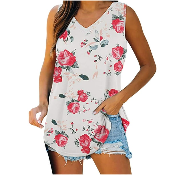 Camiseta sin mangas con estampado de mujer a la moda de verano, camisetas informales sin mangas Pompotops lopia995595