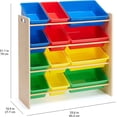 thumbnail image 3 of Organizador de almacenamiento de juguetes para niños con 12 contenedores de plástico - Madera natural con contenedores brillantes esquí esquí Gafas de esquí, 3 of 5