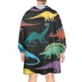 thumbnail image 2 of Wearable Oversized Blanket,Colorful Dinosaurs Galaxy Pattern Wearable Blanket Hoodie for Adults,Cozy Hooded Blankets with Super Pockets,Super Warm Fuzzy Pullover for Women & Men, 2 of 6