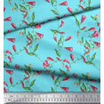 thumbnail image 2 of Soimoi Blue Cotton Duck Fabric Leaves & Foxglove Floral Printed Fabric 1 Yard 42 Inch Wide, 2 of 3