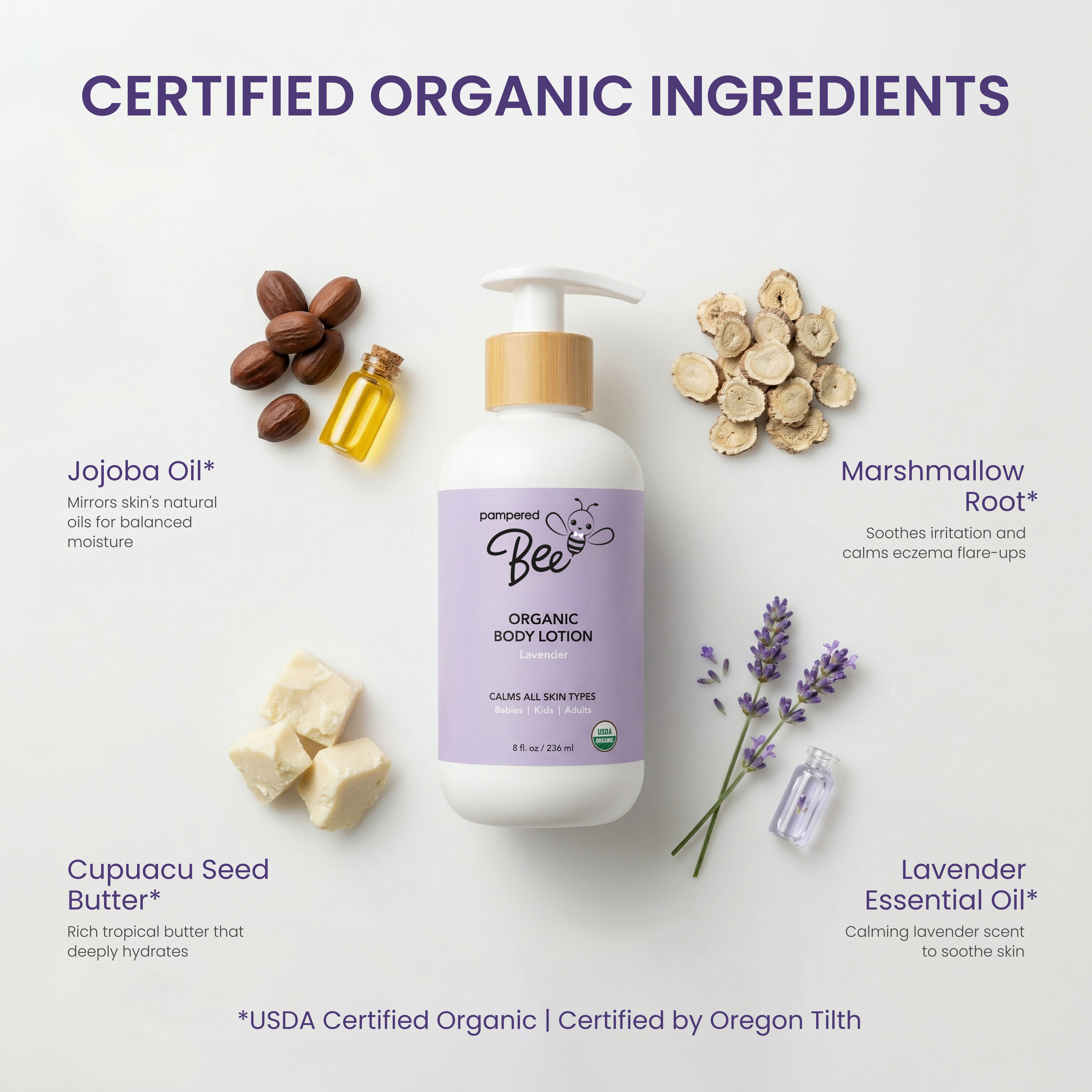 Pampered Bee Lavender Moisturizing Baby Lotion, 8 fl oz photo 2