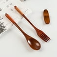 thumbnail image 2 of FZFLZDH 3 Pcs Wooden Flatware Set Japanese Style Wooden Spoons and Wooden Forks Japanese Wooden Utensil Set Natural Wood Cutlery Set+1 Pcs Straw box（Brown）, 2 of 5