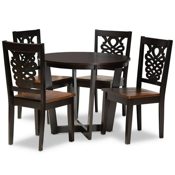 Bowery Hill Two-Tone Brown Finished Wood 5-Piece Dining Set