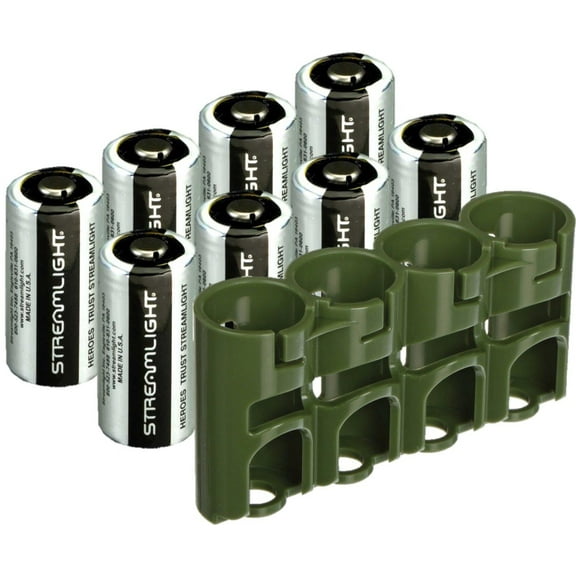 8 Streamlight CR123A DL123A SF123A 3V Lithium Batteries   Military Green CR123, 123, CR123A Battery Case