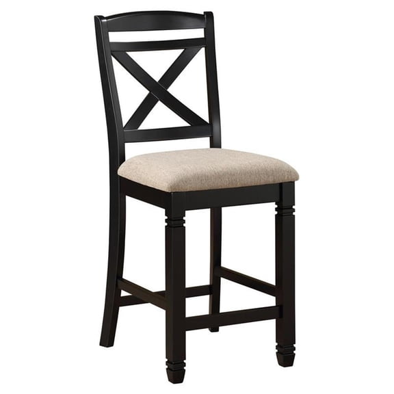 Lexicon Baywater Wood Counter Height Dining Chairs in Black and Beige (Set of 2)