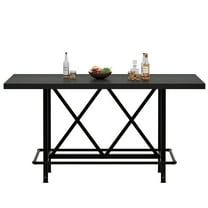 Counter Height Bar Table, 62.99" Long Pub Bar Table With Metal Footrest For Dining Kitchen Breakfast