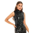 thumbnail image 2 of Sxiwei Women's Wetlook Patent Leather Crop Tops Zipper Open Shirt Latex Punk Tops Tank Top Black S, 2 of 9