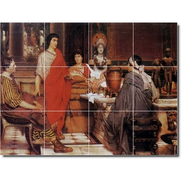 Ceramic Tile Mural-Lawrence Alma-Tadema Historical Wall Tile Mural 26. 17" w x 12.75" h using (12) 4.25 x 4.25 ceramic tiles
