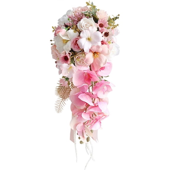 Bridal Wedding Bouquets Waterfall Holding Bouquet Artificial Rose Flowers Bouquet Romantic Wedding Bouquets For Bride Bridesmaid Holding Flowers