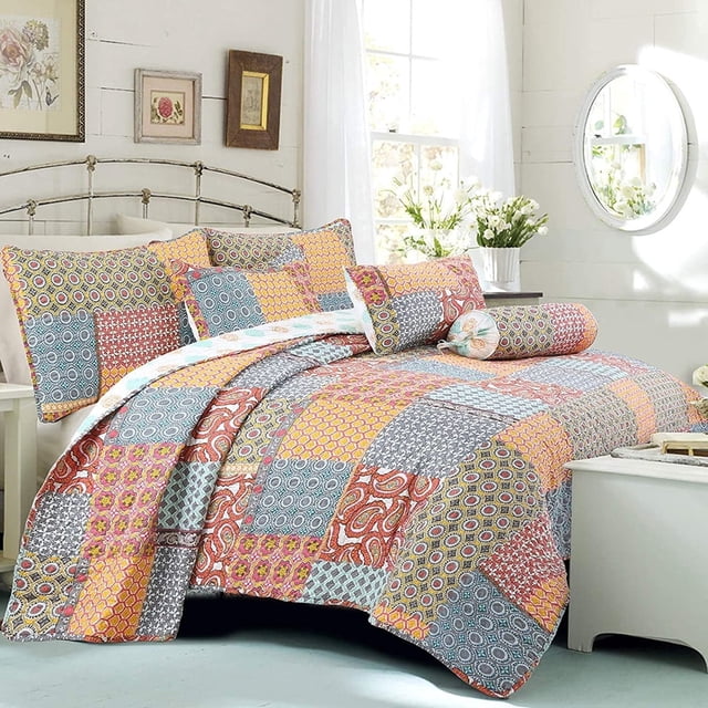 Hermoso juego de cama con edredón reversible, cubrecama liviano para todas las estaciones para dormitorio, hogar, departamento, tamaño Queen, 3 piezas