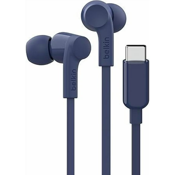 Belkin SoundForm Wired Earbuds with USB-C Connector, in-Ear Earphones w/Microphone - Headphones for iPhone 16, iPad Mini, Galaxy S24, Android, Nintendo Switch 2 & More - Blue