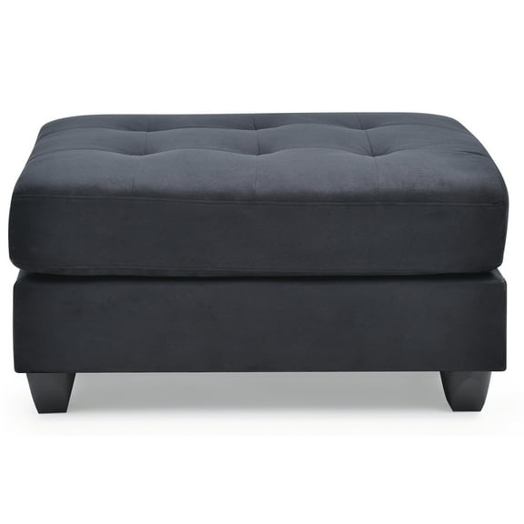 Passion Furniture Malone Black Tufted Ottoman