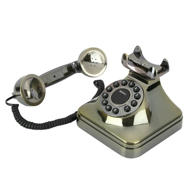 Teléfono Fijo Vintage Teléfono Retro de Bronce Antiguo Llamada de Alta Definición Teléfono Residencial de Botón Grande para Oficina, Hotel de negocios Higoodz Accesorios Electrónicos