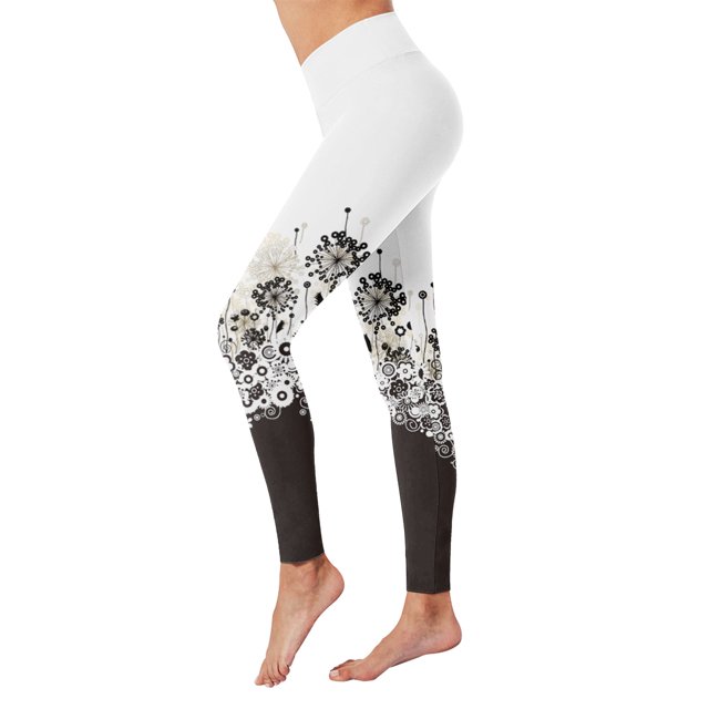 Gibobby Leggings térmicos mujer Pantalones estampados para mujer, mallas, cintura alta, levantamiento de glúteos, pantalones de Yoga(Negro,CH)